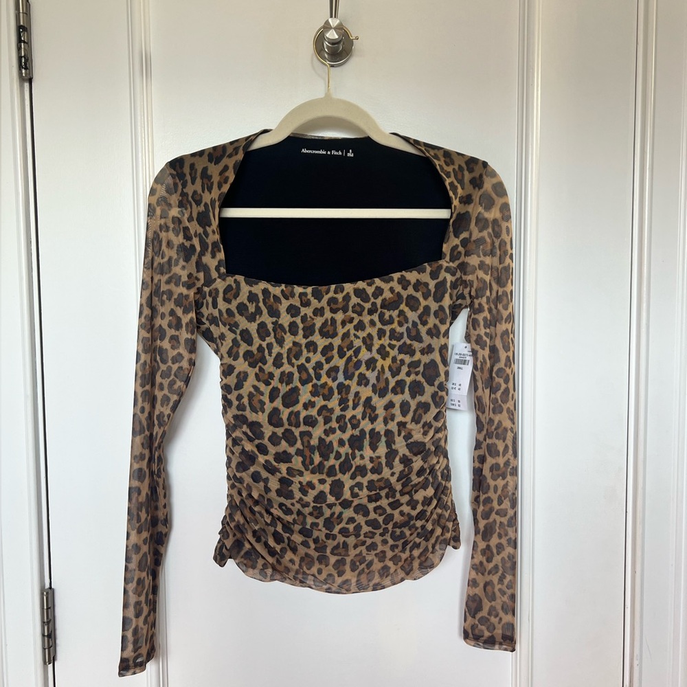 Abercrombie Leopard Print Long Sleeve Top